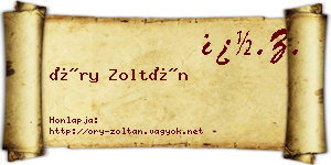 Őry Zoltán névjegykártya
